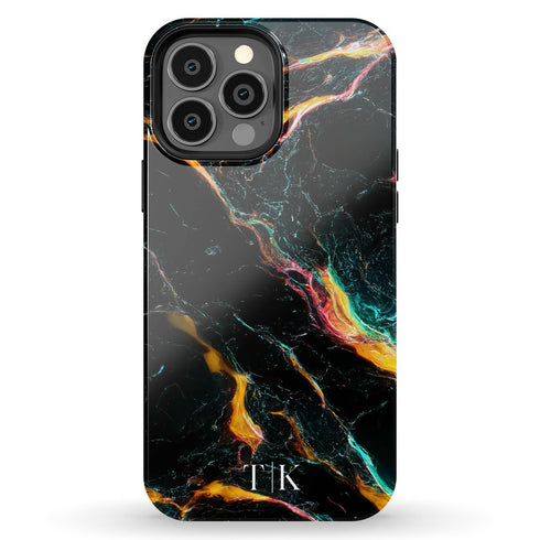 Cracked Marble Custom Initials iPhone Case